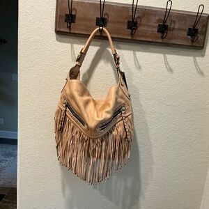 OrYANY NWT Leather Tan Bristol Fringe Handbag